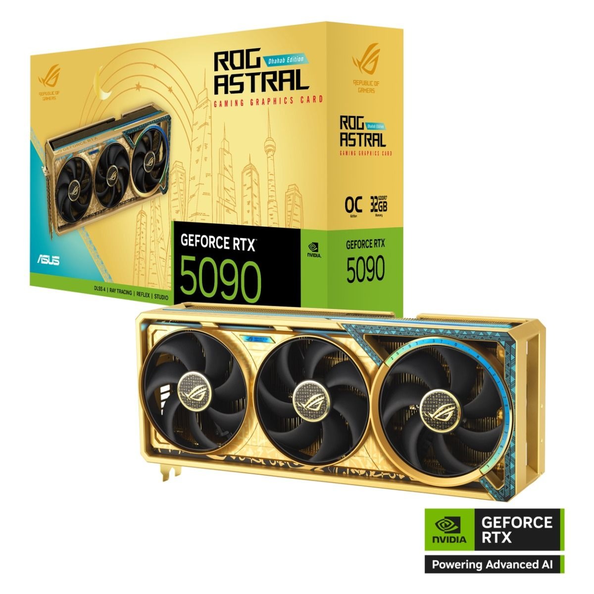 ROG Astral GeForce RTX™ 5090 Dhahab CORE OC Edition 32GB GDDR7 - Graphics Card ROG Astral GeForce RTX™ 5090 Dhahab CORE OC Edition 32GB GDDR7 - Graphics Card